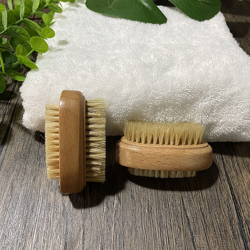 Natural Wood Body Scrub Brush with Long Handle