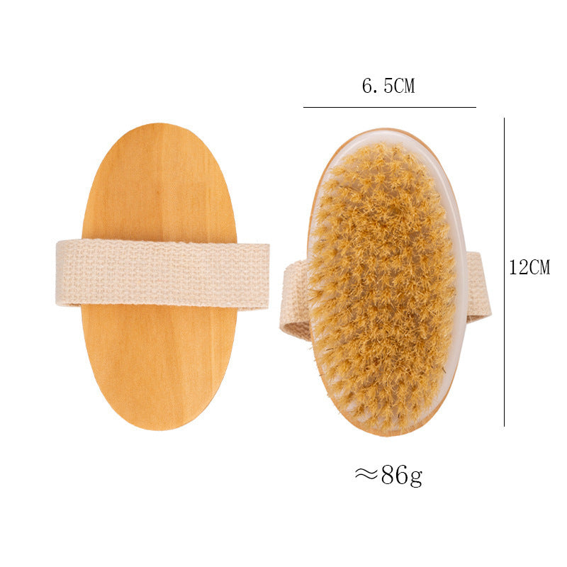 Natural Wood Body Scrub Brush with Long Handle