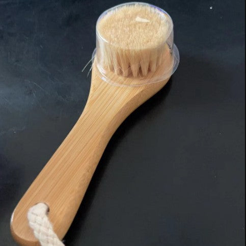 Natural Wood Body Scrub Brush with Long Handle
