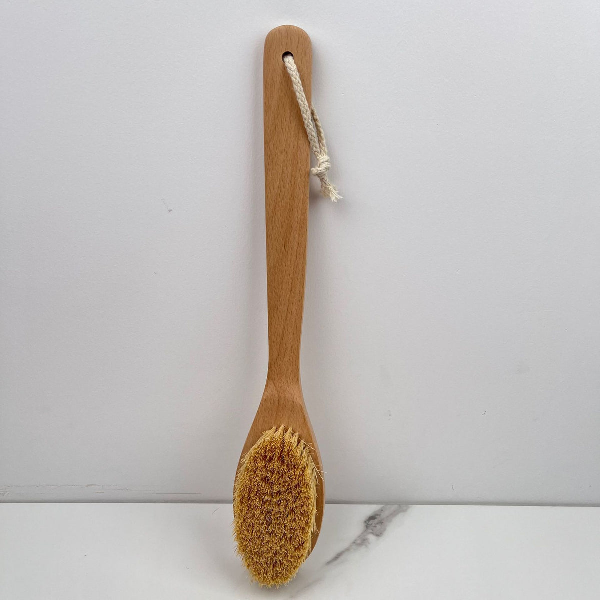 Natural Wood Body Scrub Brush with Long Handle