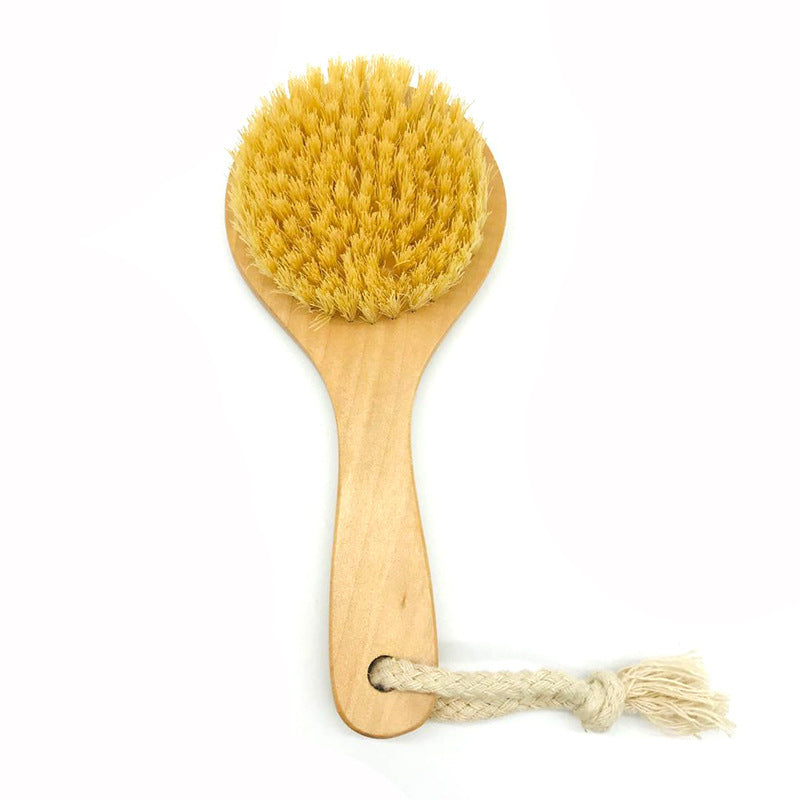 Natural Wood Body Scrub Brush with Long Handle