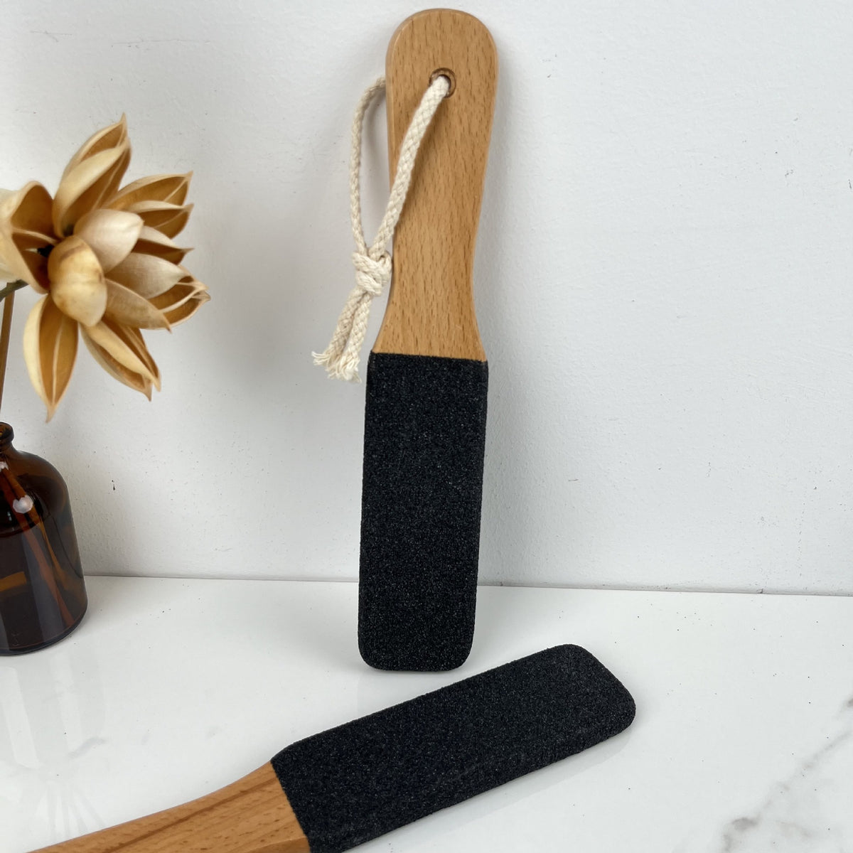 Natural Wood Body Scrub Brush with Long Handle