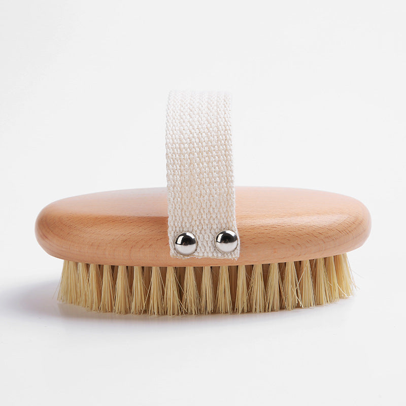 Natural Wood Body Scrub Brush with Long Handle